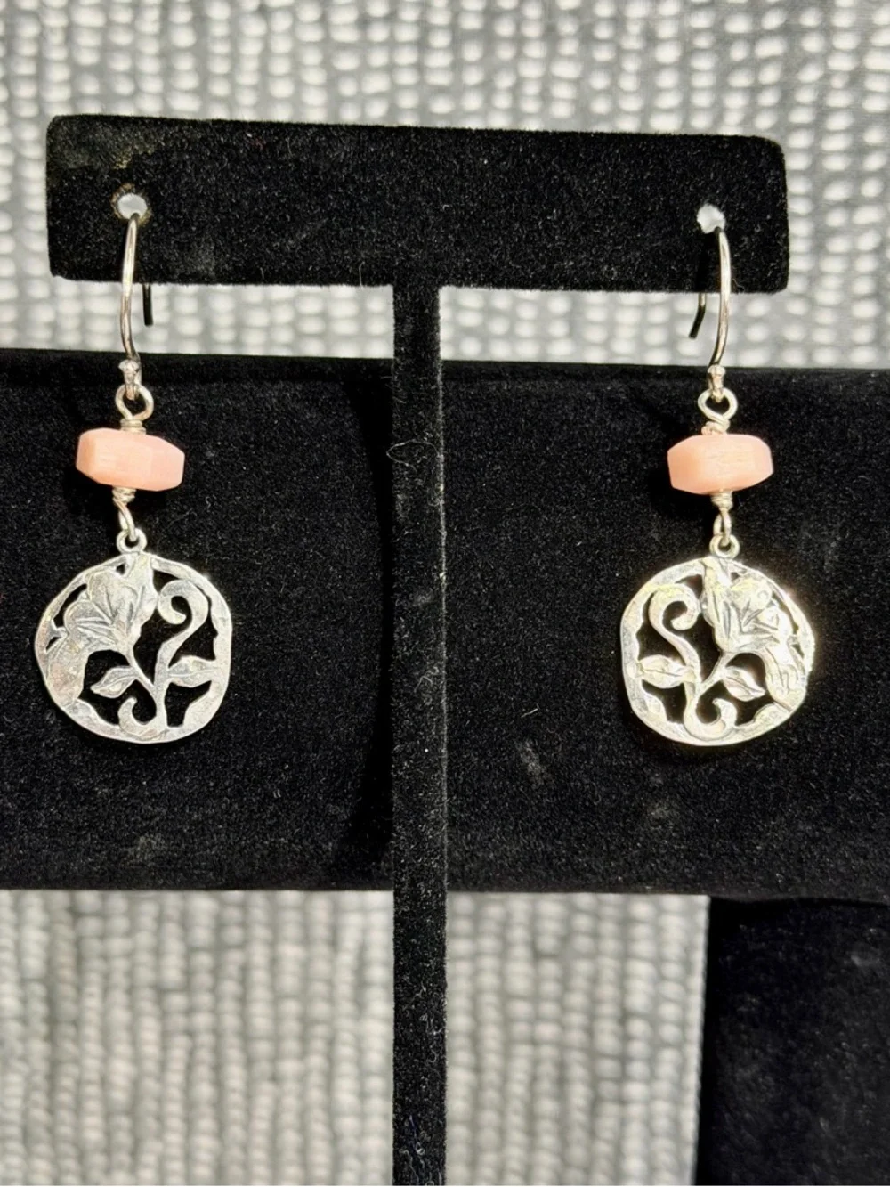 Silpada Pink Beaded Necklace with Silver Filigree Pendant and Matching Earrings - Picture 8 of 11